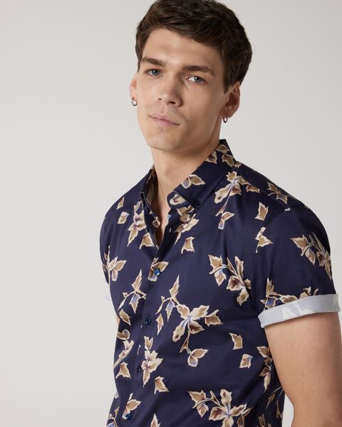 Abstract Print Short Sleeve Shirt, Navy, hi-res